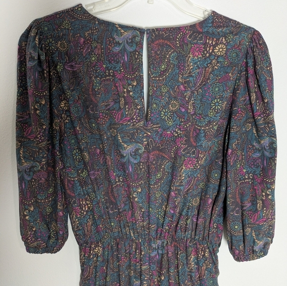 EVEREVE WOMENS floral Fall jumpsuit 3/4 ballon sleeves ockets cotton blend Small - Picture 8 of 15